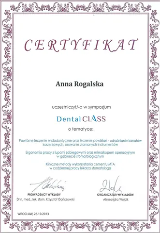 Anna Rogalska-Lempert — Endodoncja, mikroskop i materiały MTA