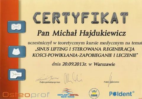 Michał Hajdukiewicz — Sinus lifting i sterowana regeneracja kości