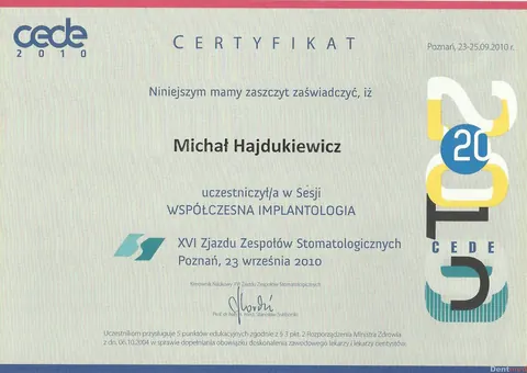 Michał Hajdukiewicz — Współczesna implantologia — CEDE 2010