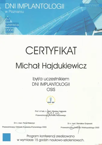 Michał Hajdukiewicz — Dni Implantologii OSIS 2008