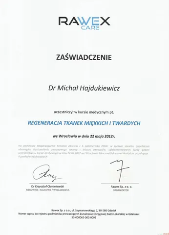 Michał Hajdukiewicz — Regeneracja tkanek miękkich i twardych